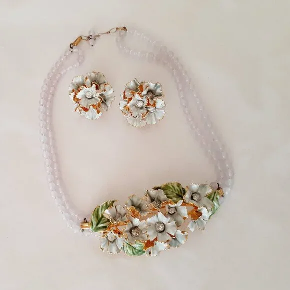 Sandor Vintage Enamel Necklace & Earring Set